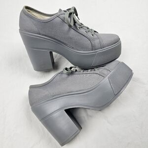 Shelly's London Funcluo Platform Heel Laceup Canvas Shoes Size 7.5